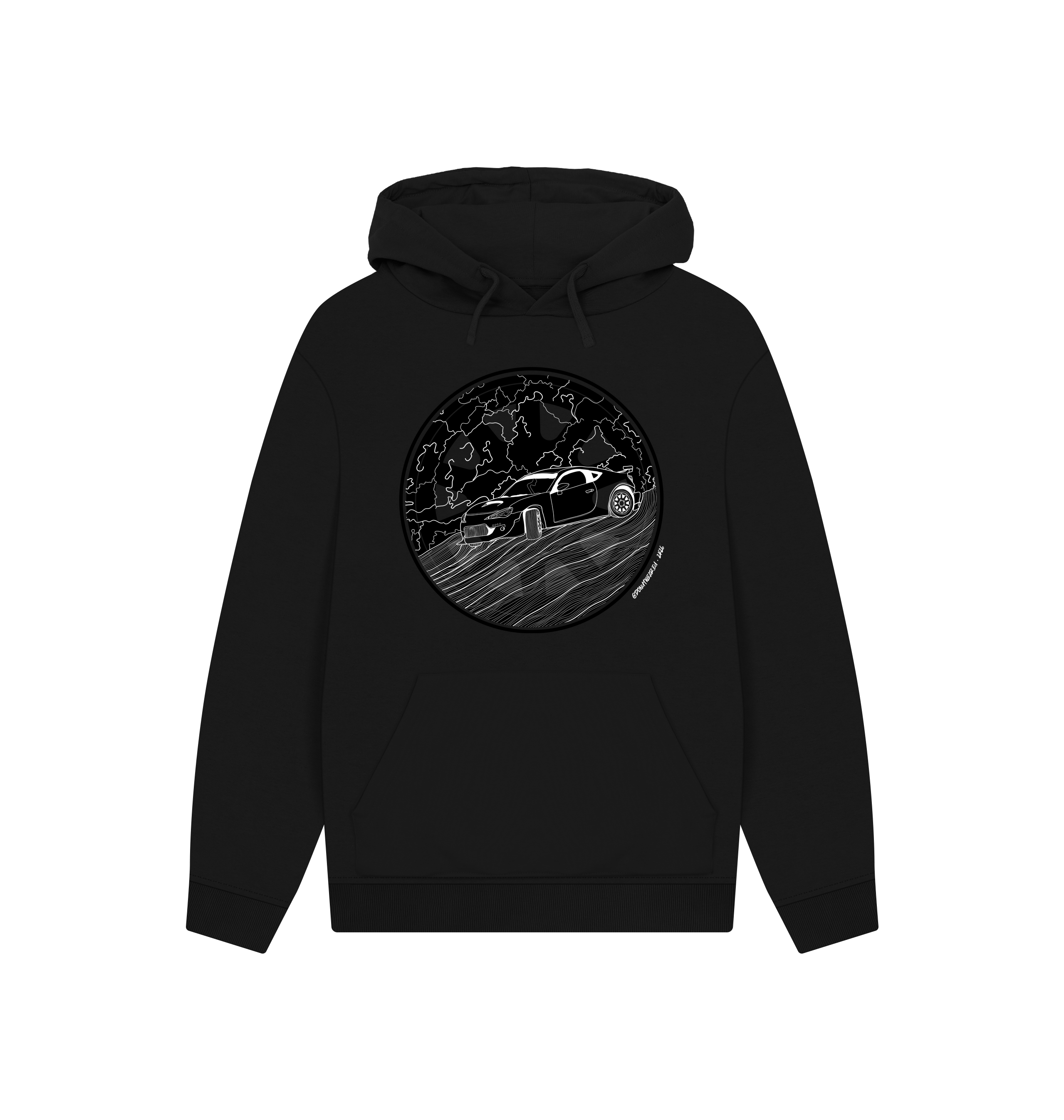 Black Printed Hoody Front