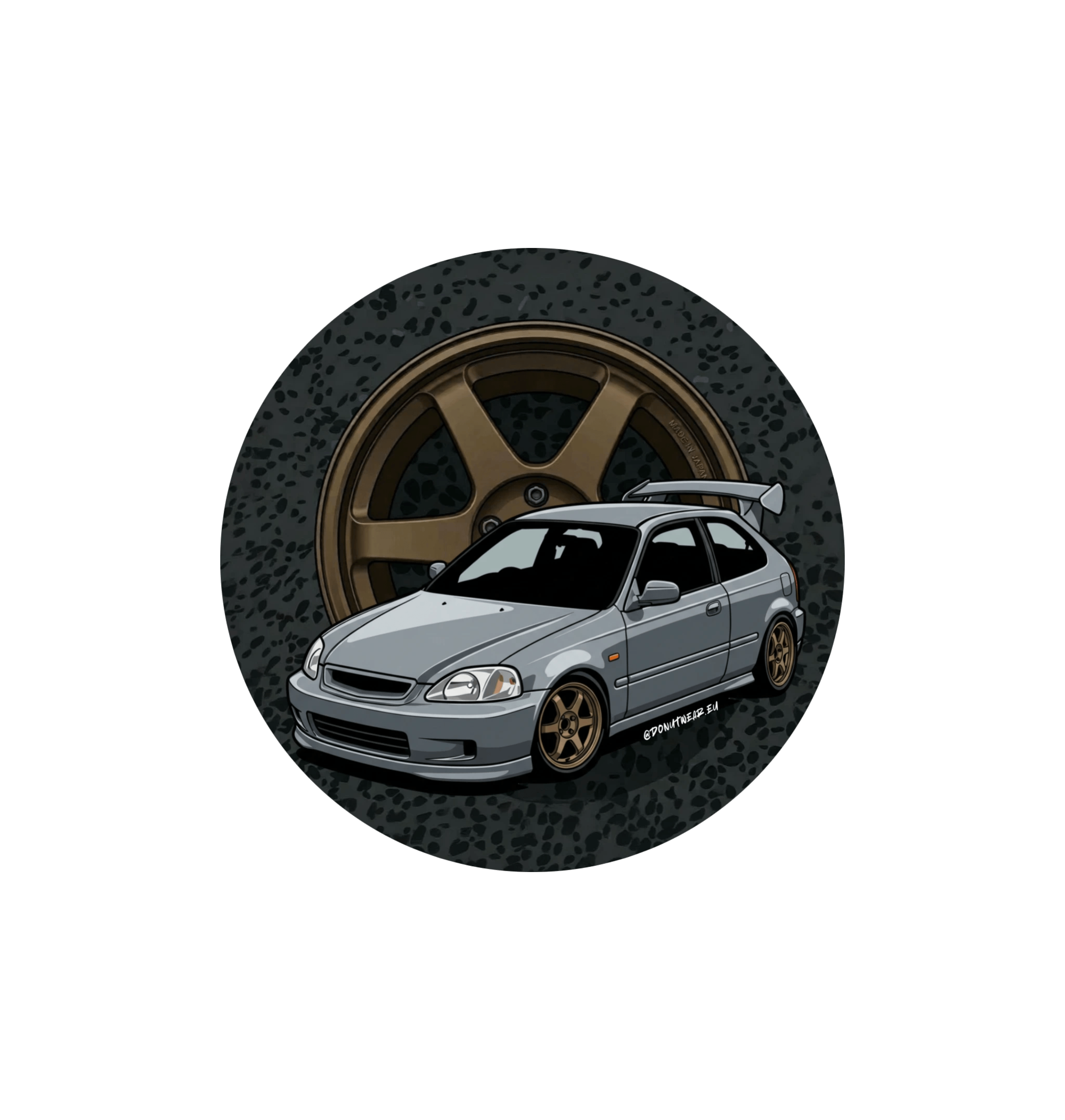 White Printed Circle Sticker Front