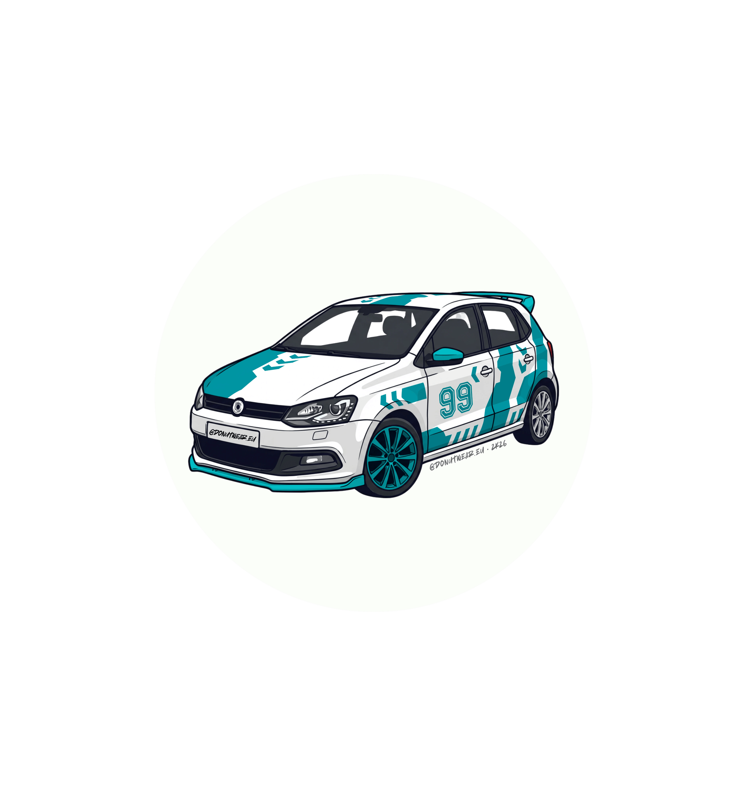 White Printed Circle Sticker Front