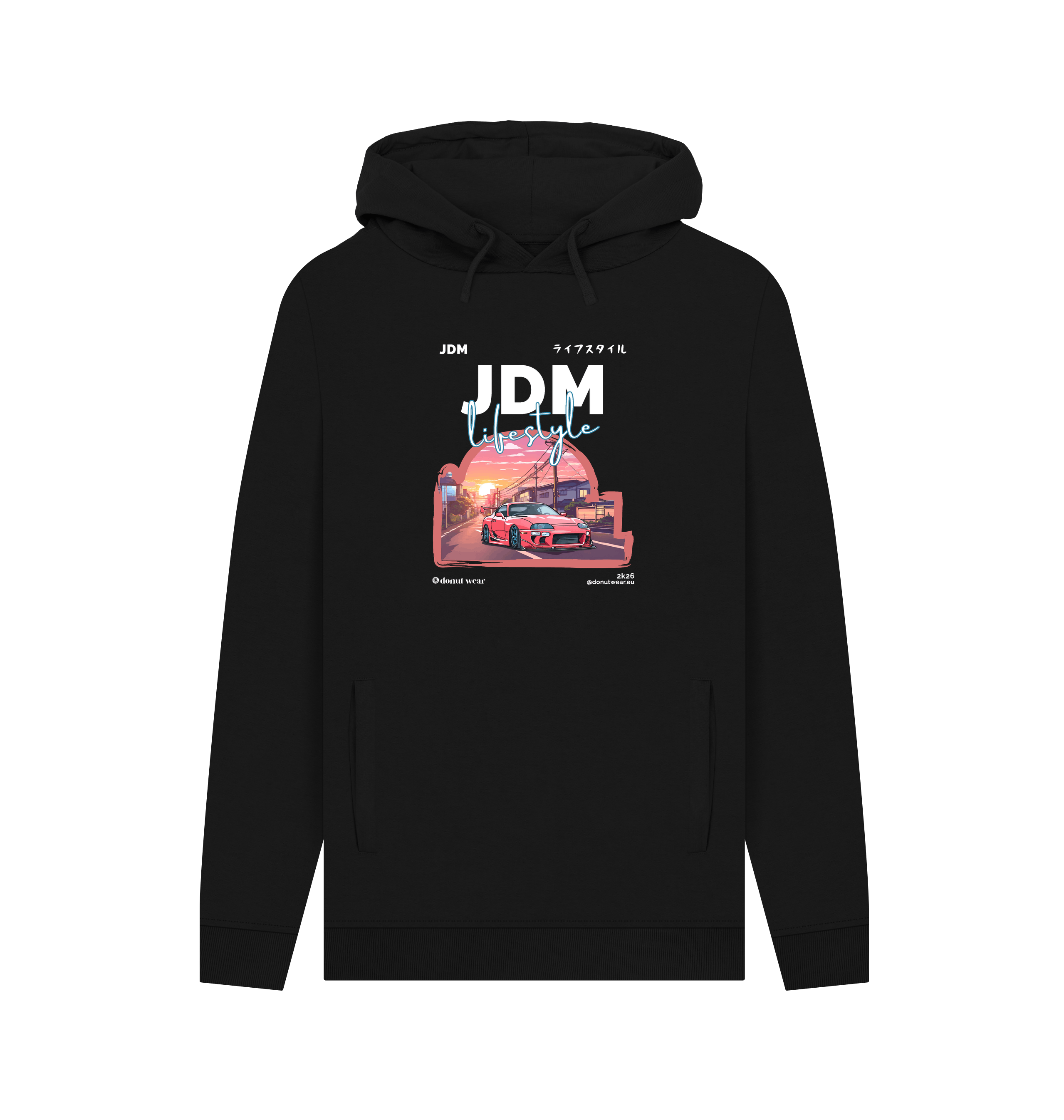Black Printed Hoody Front