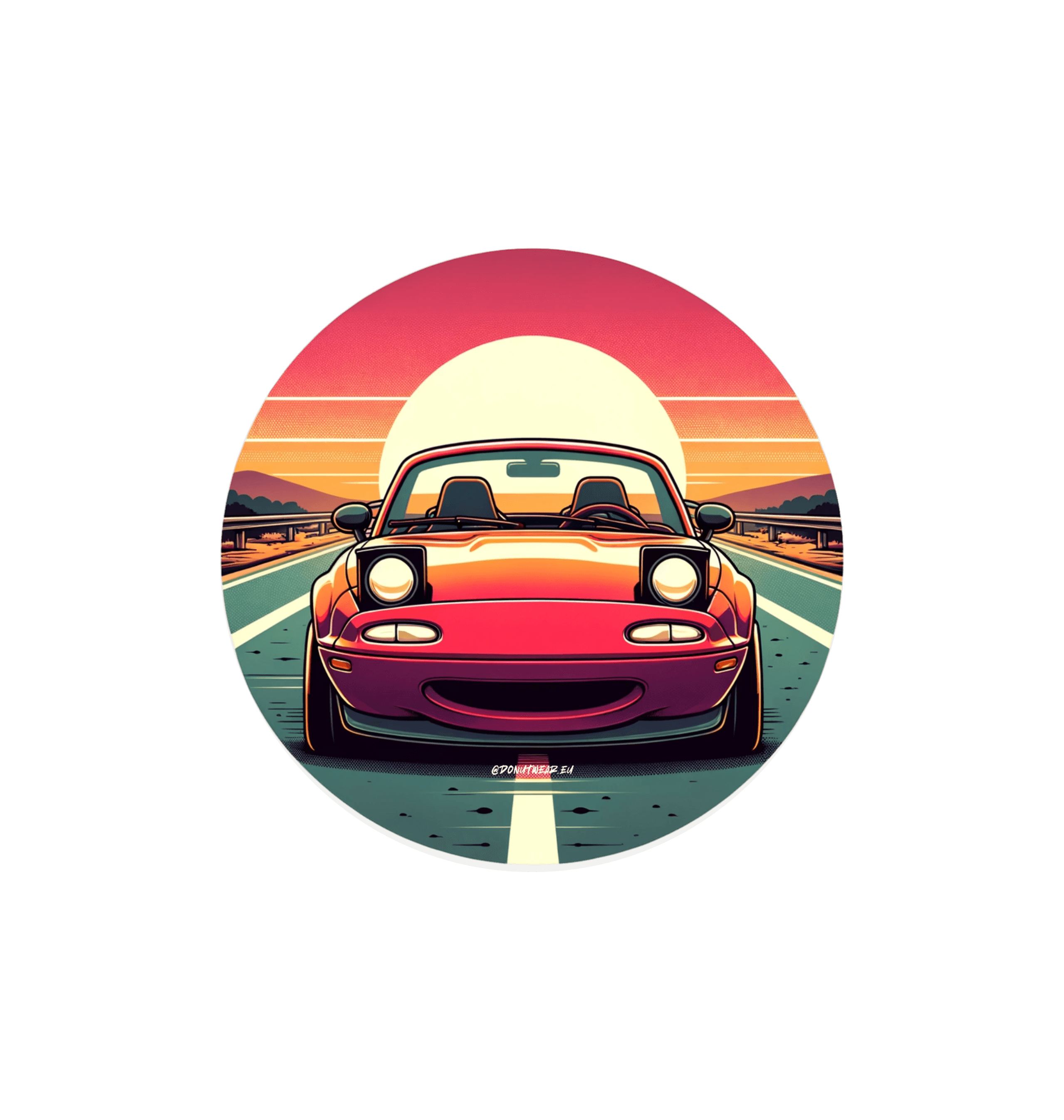 White Printed Circle Sticker Front