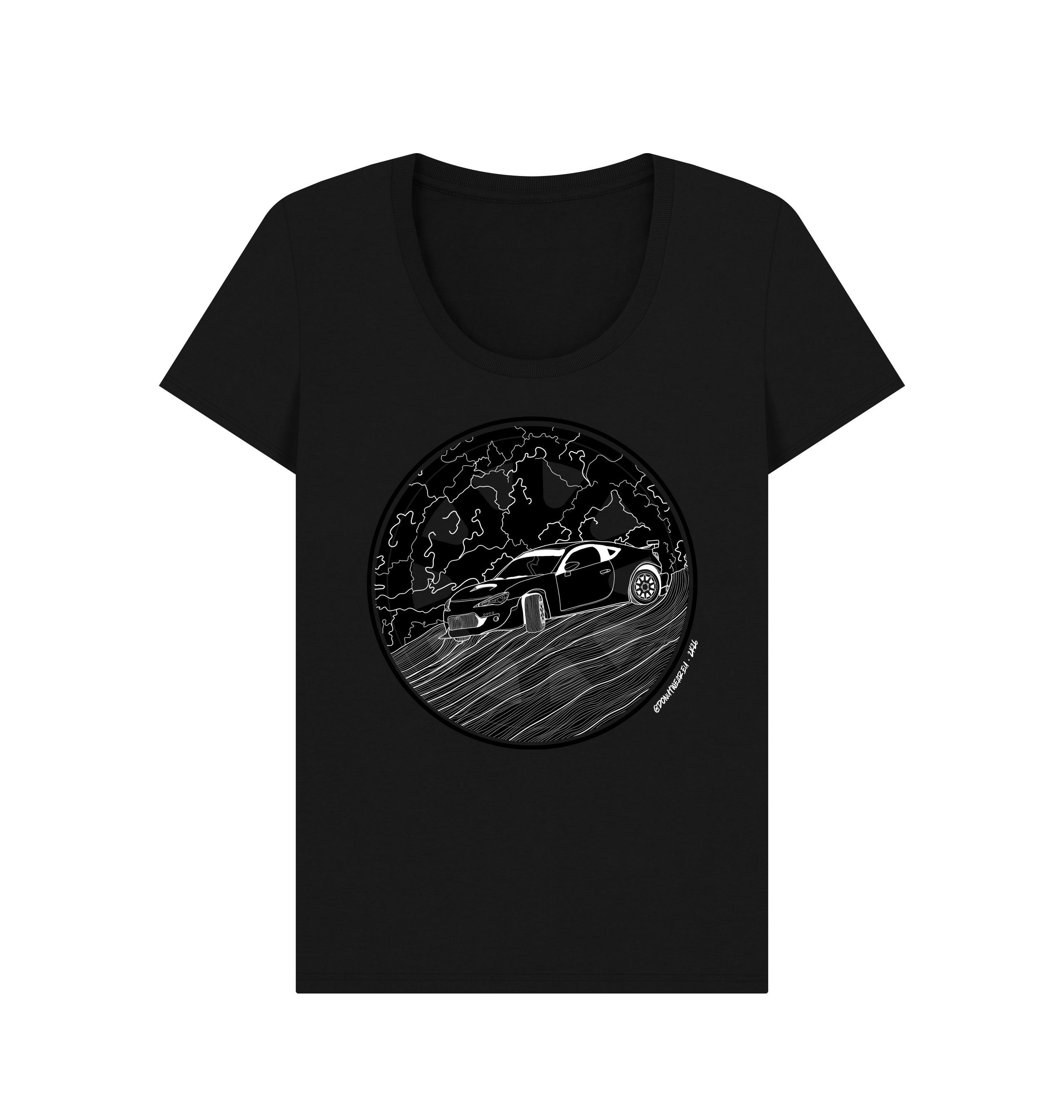Black Printed T-shirt Front