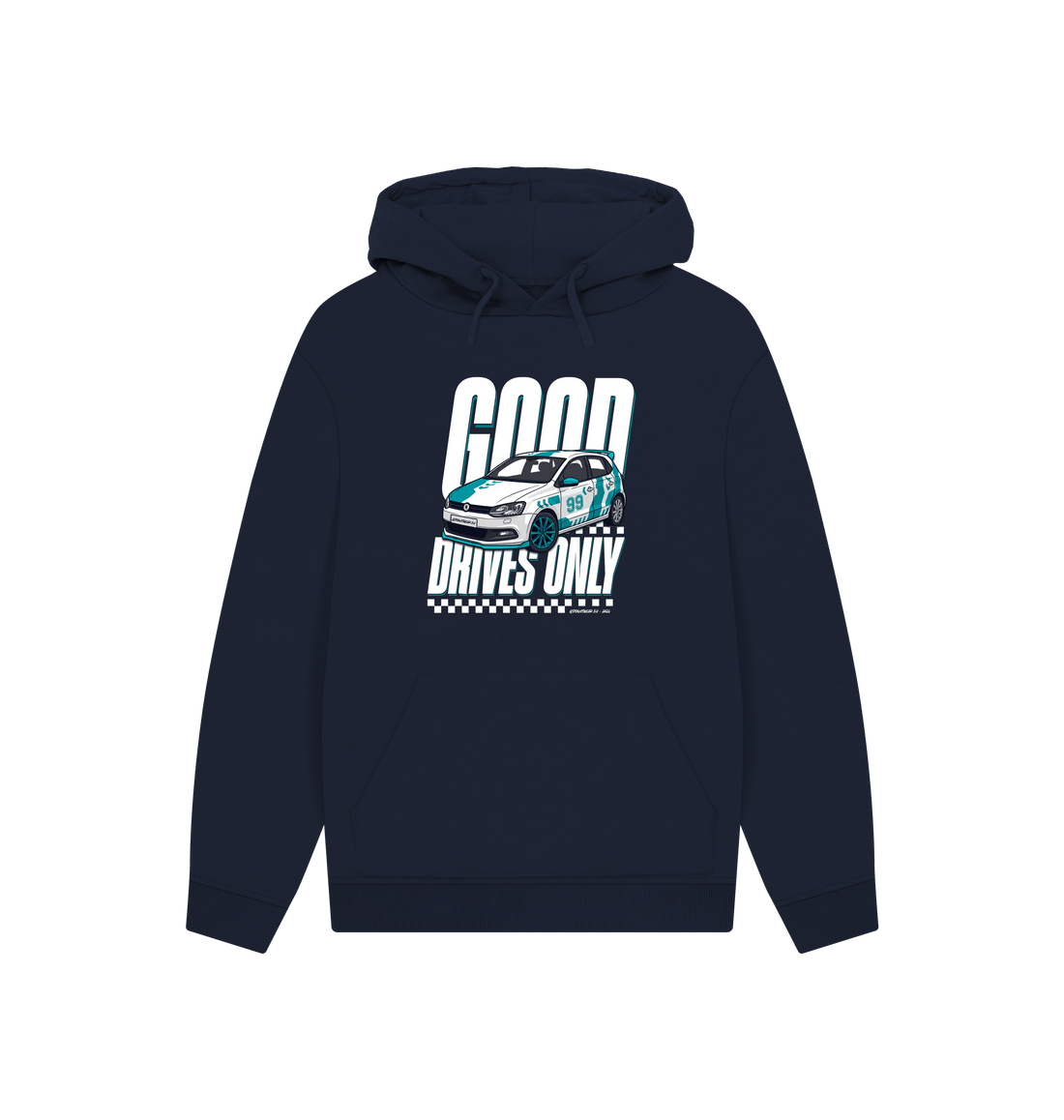 Navy Printed Hoody Front