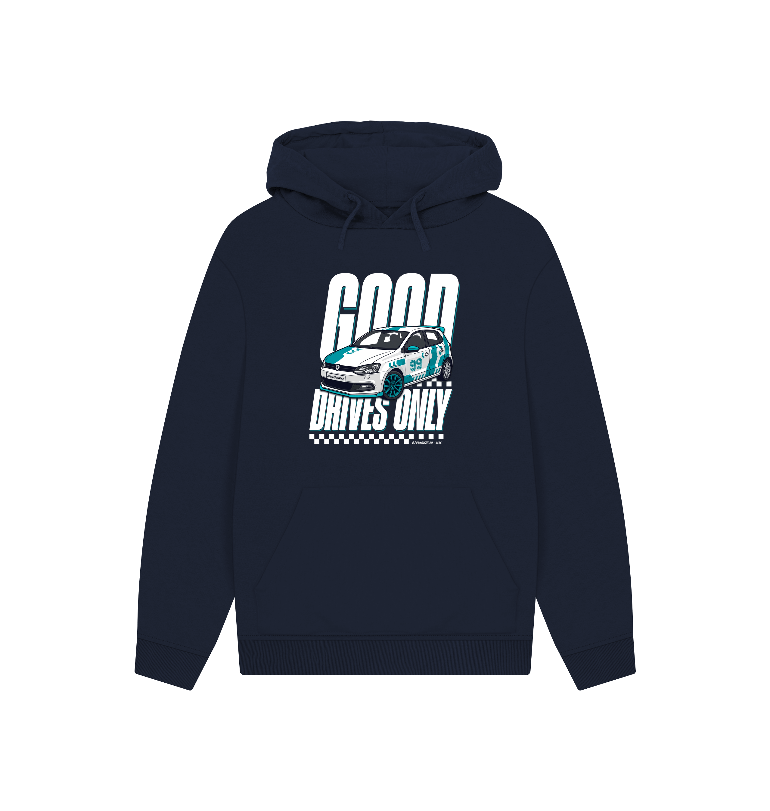 Navy Printed Hoody Front