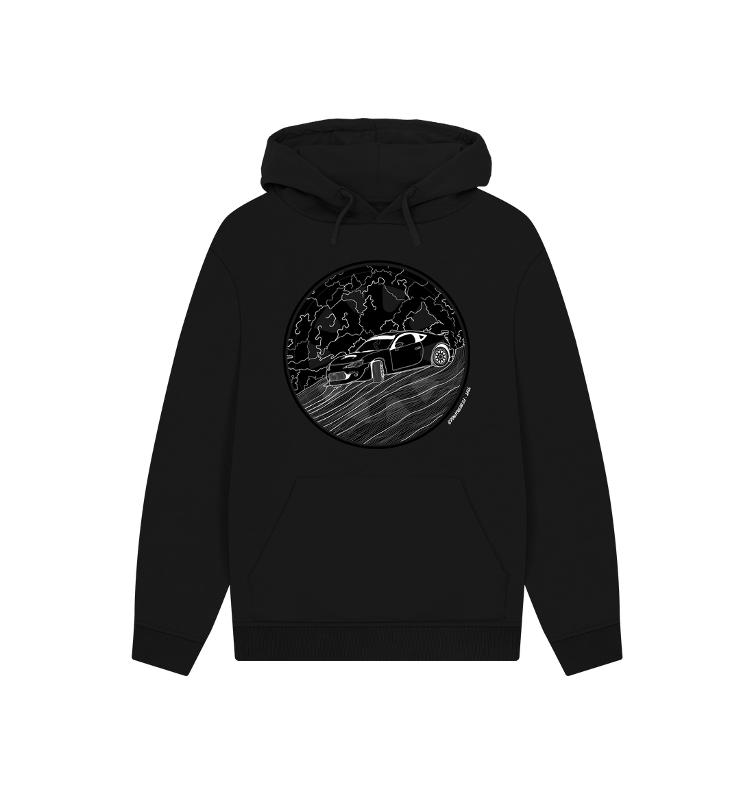 Black Printed Hoody Front