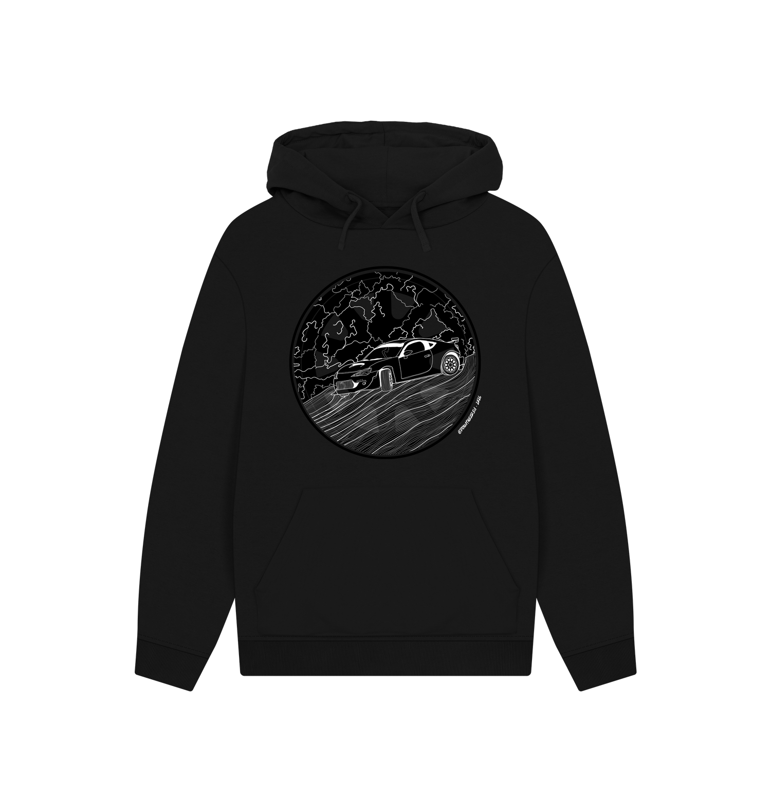Black Printed Hoody Front