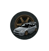 White Printed Circle Sticker Front