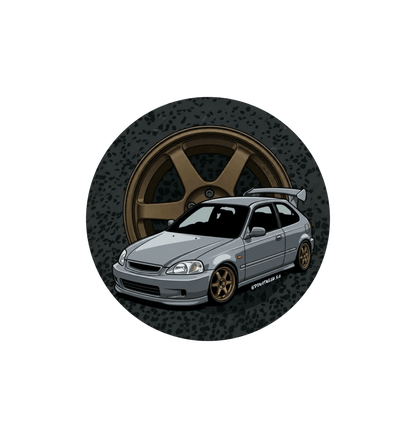 White Printed Circle Sticker Front