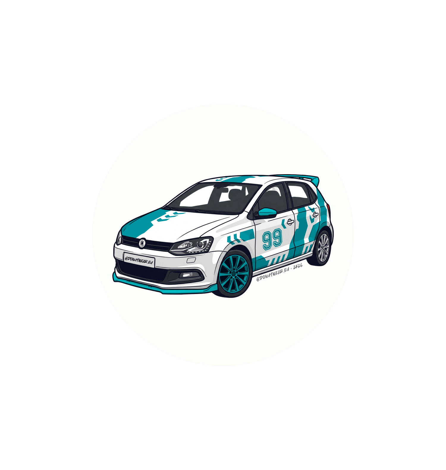 White Printed Circle Sticker Front
