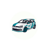 White Printed Circle Sticker Front