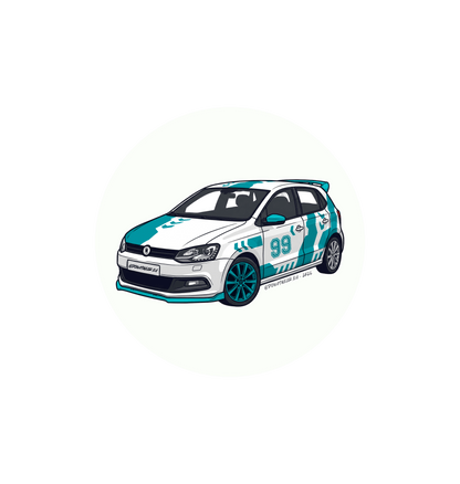 White Printed Circle Sticker Front