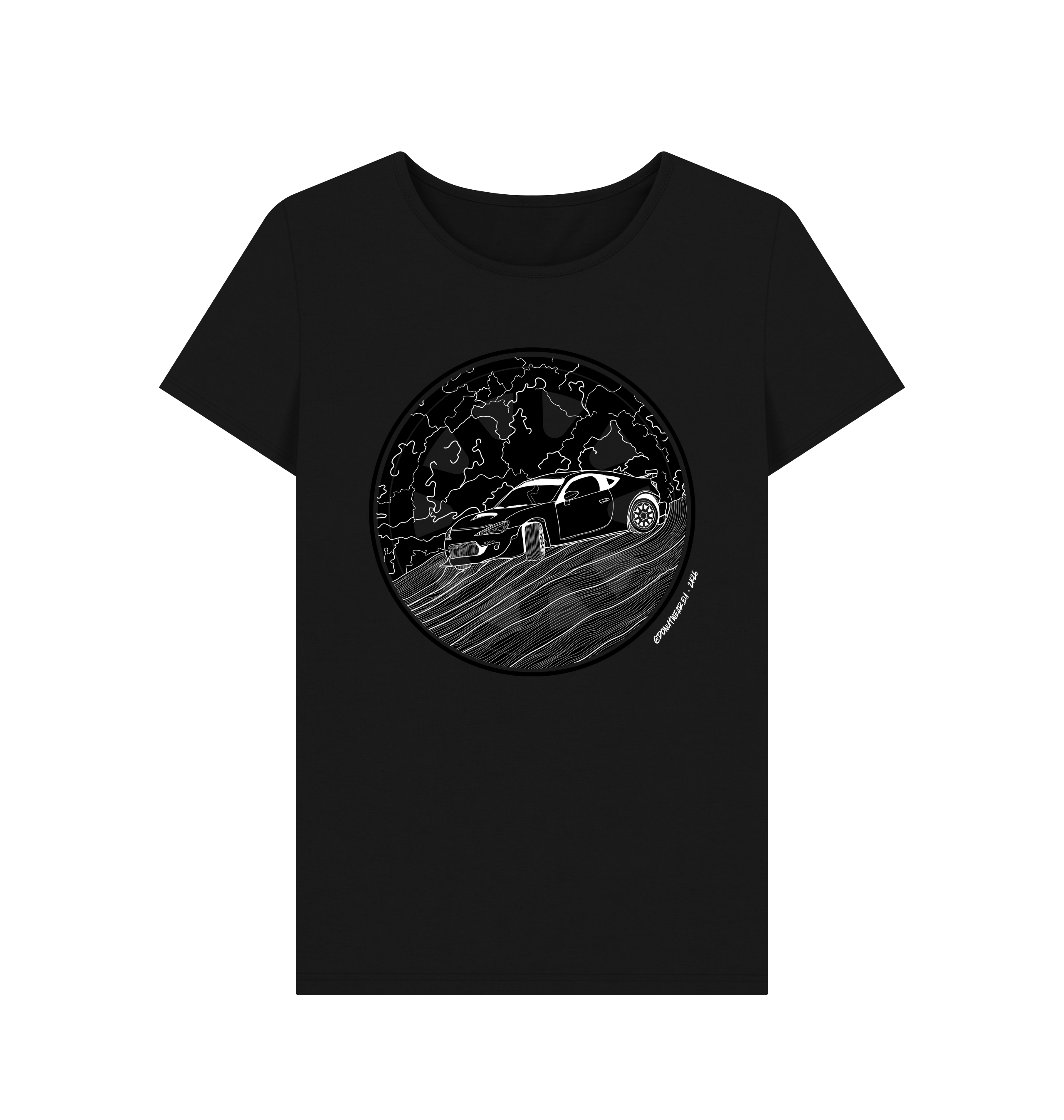 Black Printed T-shirt Front