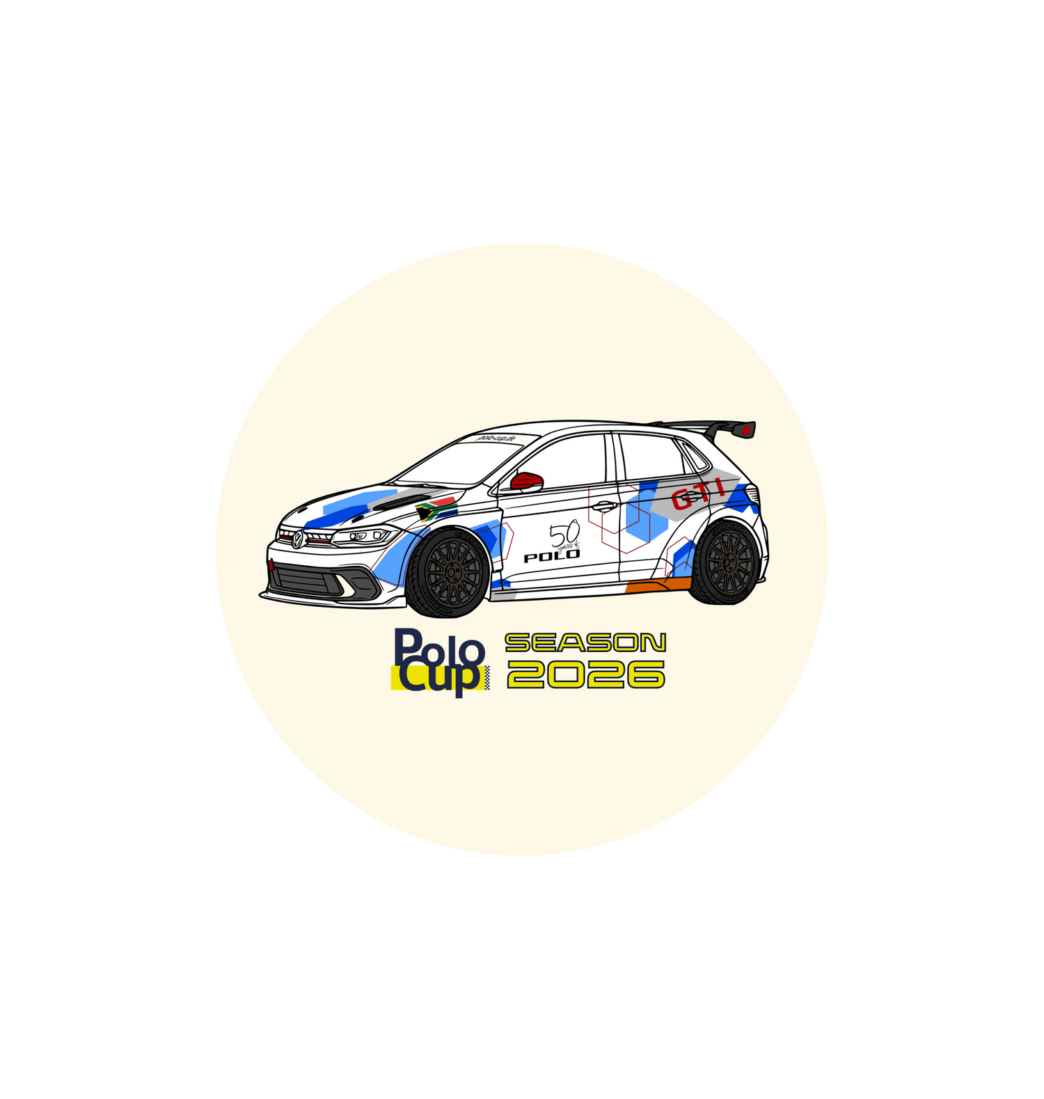 White Printed Circle Sticker Front