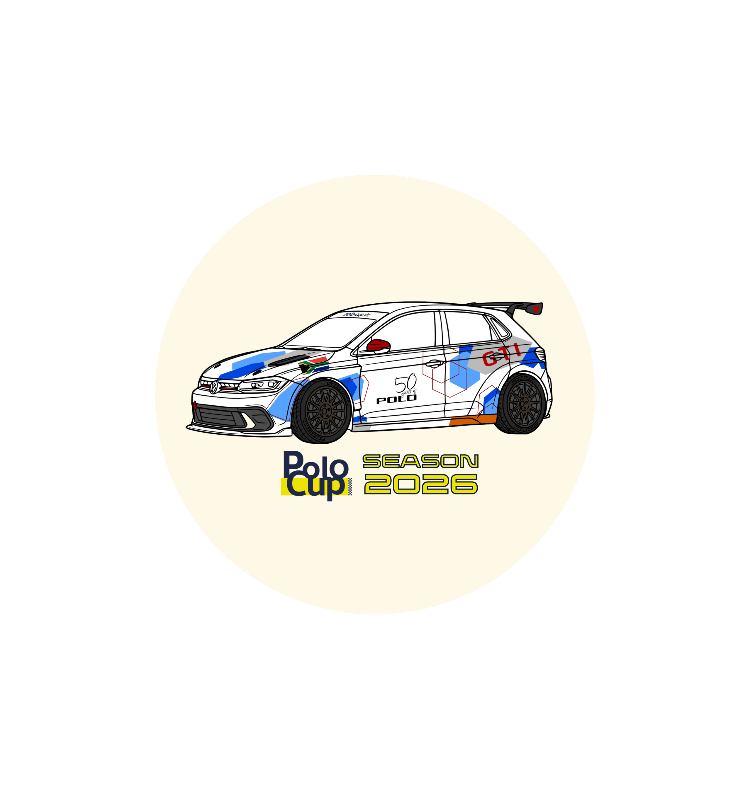 White Printed Circle Sticker Front