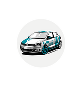 White Printed Circle Sticker