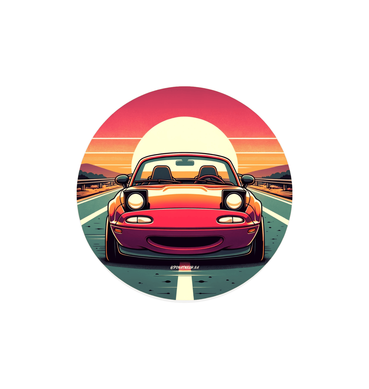 White Printed Circle Sticker Front