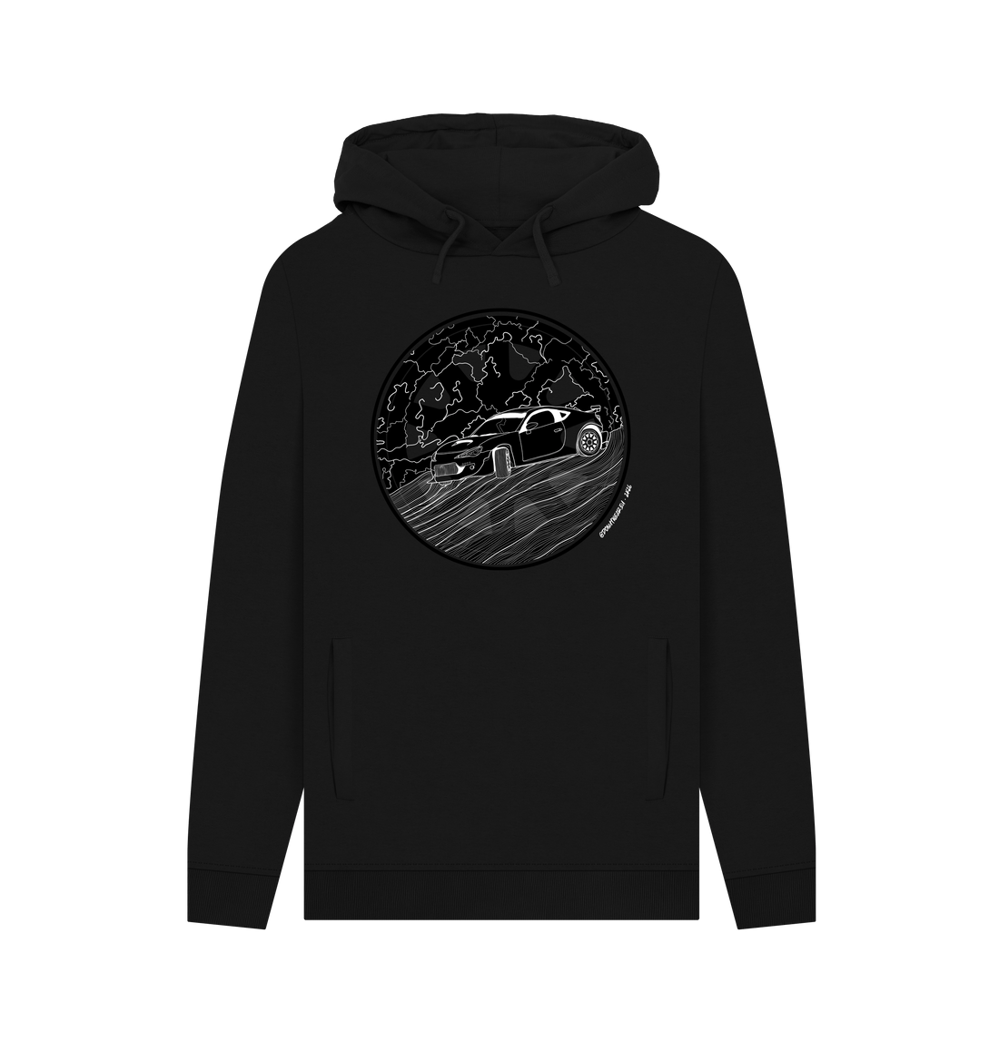 Black Printed Hoody Front