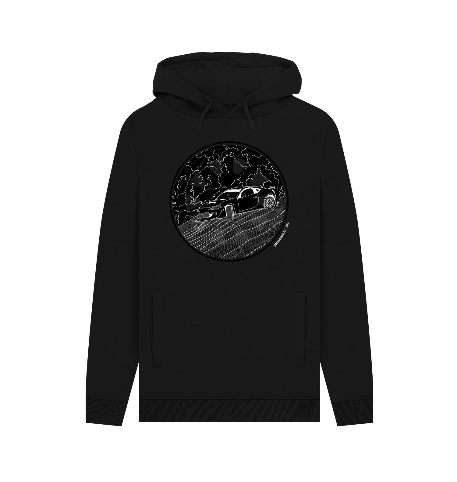 Black Printed Hoody Front