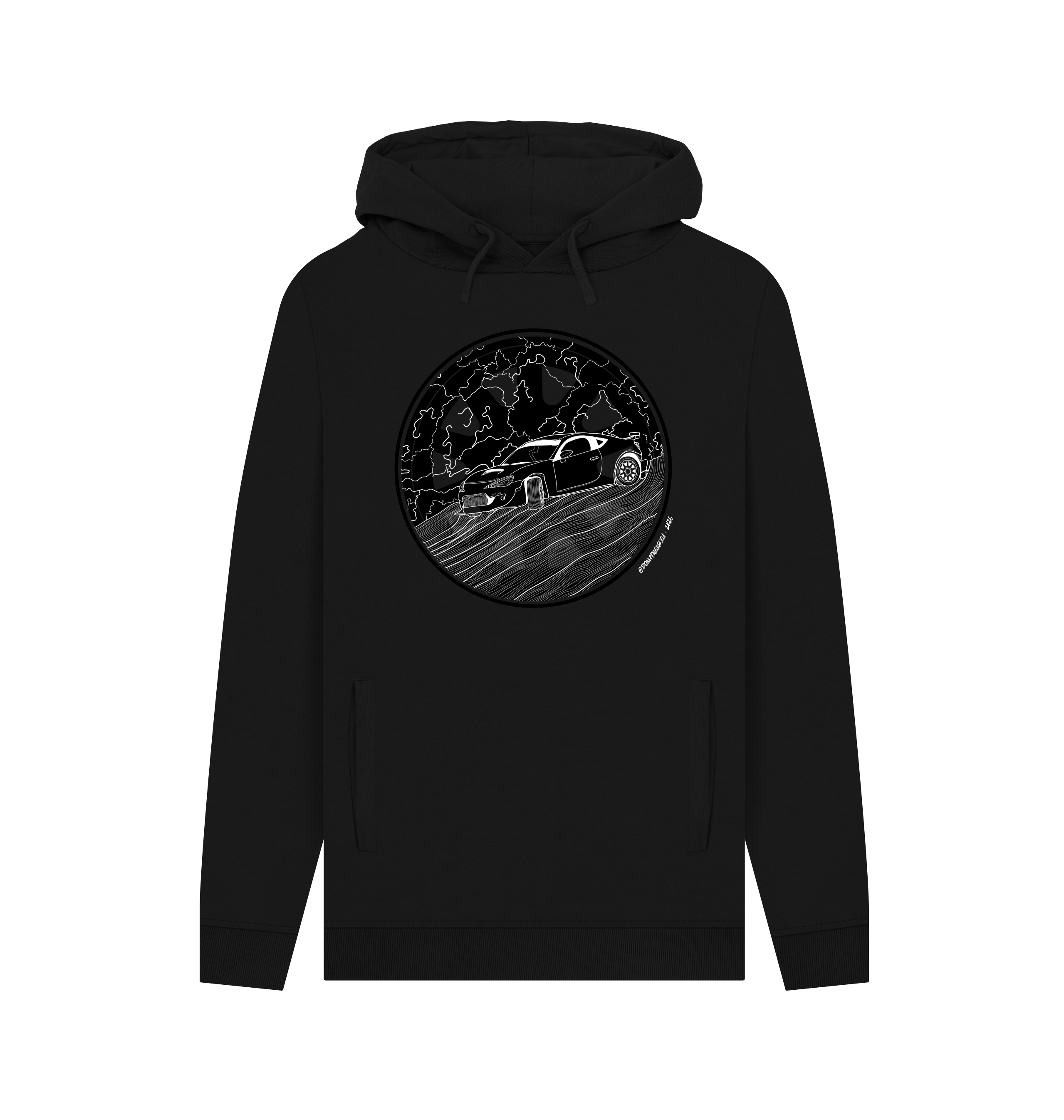 Black Printed Hoody Front