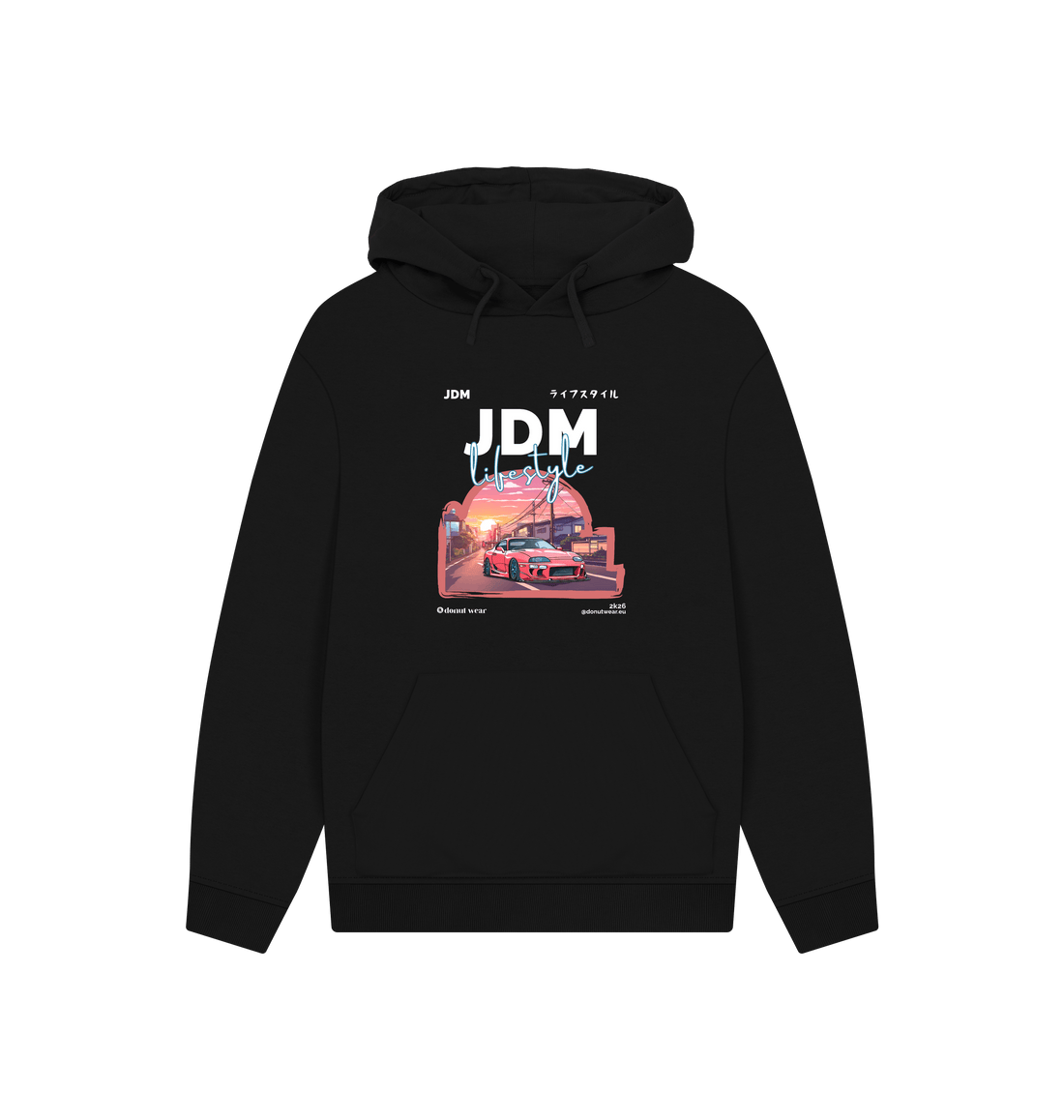 Black Printed Hoody Front